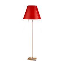Luceplan Costanza Floor Lamp shade red/frame brass - telescope - with dimmer - ø40 cm