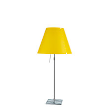 Luceplan Costanza Lampe de table abat-jour jaune canari/châssis aluminium - télescope - avec interrupteur