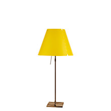 Luceplan Costanza Lampe de table abat-jour jaune/châssis laiton - télescope - avec variateur
