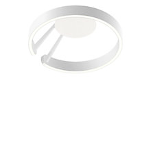 Occhio Mito Aura 40 Lusso Wide Applique/Plafonnier LED tête blanc mat/corps blanc mat/couverture ascot cuir blanc - DALI