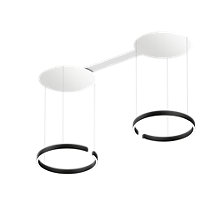 Occhio Mito Sospeso Due 60 Fix Narrow Pendant Light LED head black matt/ceiling rose white matt - Occhio Air