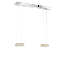 Oligo Glance Suspension LED 2 foyers - réglage en hauteur invisible cache-piton blanc - opercule chrome - tête beige