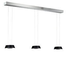 Oligo Glance, lámpara de suspensión LED 3 focos - altura ajustable de forma invisible florón blanco - cubierta aluminio - cabezal negro