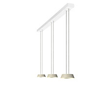 Oligo Glance, lámpara de suspensión LED 3 focos - altura ajustable de forma invisible florón blanco - cubierta blanco - cabezal beis