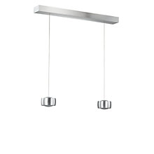 Oligo Grace Hanglamp LED 2-lichts - onzichtbaar in hoogte verstelbaar plafondkapje wit - afdekkap aluminium - hoofd aluminium