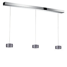 Oligo Grace Pendant Light LED 3 lamps - invisibly height adjustable Lamp Canopy black - cover chrome - head grey