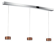 Oligo Grace Pendant Light LED 3 lamps - invisibly height adjustable Lamp Canopy white - cover chrome - head brown