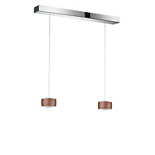 Oligo Grace Suspension LED 2 foyers - réglage en hauteur invisible cache-piton noir - opercule chrome - tête cuivre
