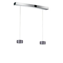 Oligo Grace Suspension LED 2 foyers - réglage en hauteur invisible cache-piton noir - opercule chrome - tête gris