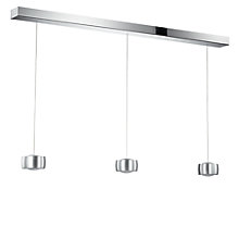 Oligo Grace Suspension LED 3 foyers - réglage en hauteur invisible cache-piton blanc - opercule chrome - tête aluminium