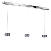 Oligo Grace Suspension LED 3 foyers - réglage en hauteur invisible cache-piton blanc - opercule chrome - tête gris