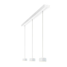 Oligo Grace, lámpara de suspensión LED 3 focos - altura ajustable de forma invisible florón blanco - cubierta blanco - cabezal blanco