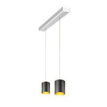 Oligo Tudor Pendel LED 2-flammer - usynlig højdejusterbar cover aluminium/hoved sort/guld - 14 cm