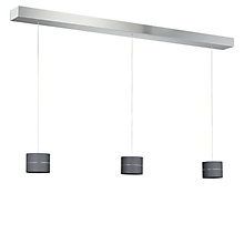 Oligo Tudor, lámpara de suspensión LED 3 focos - altura ajustable de forma invisible florón aluminio/cabezal gris - 9,5 cm