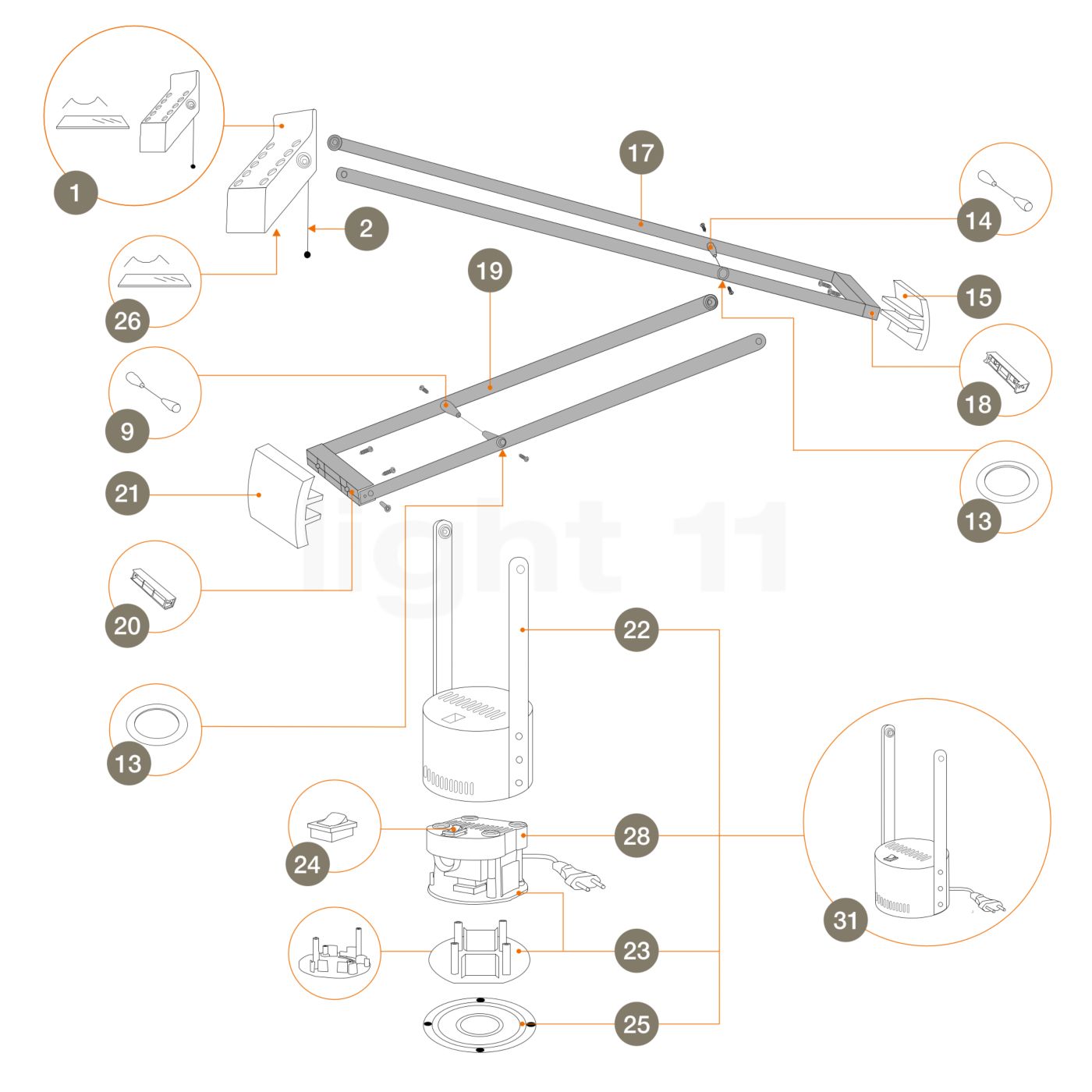 Tizio Artemide Pièces Pour Détachées 50Noir OkZiuwPXT