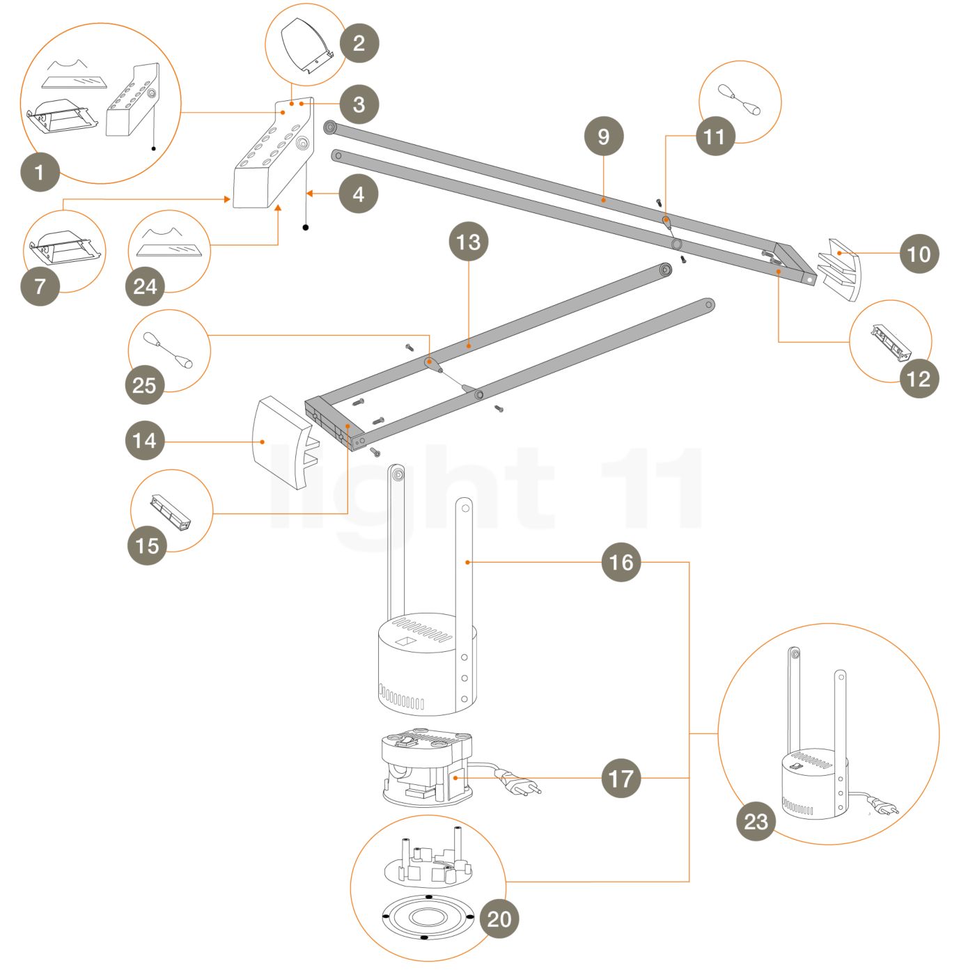 Artemide Spare Parts For Tizio Plus At Light11 Eu