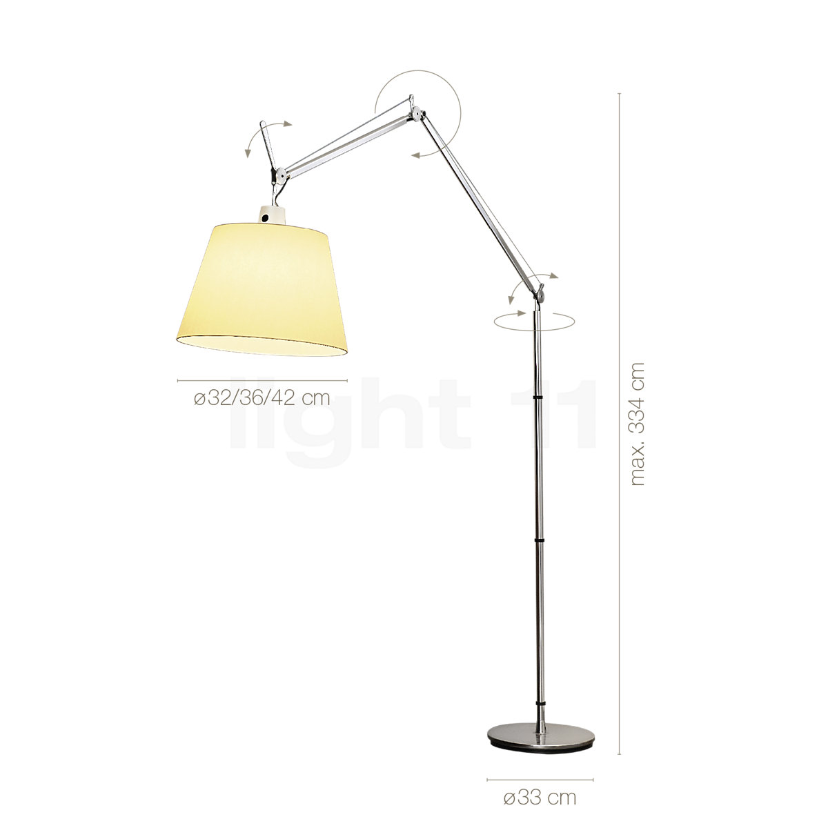 Artemide Lampada da terra Tolomeo Mega 42 cm, alluminio - seta