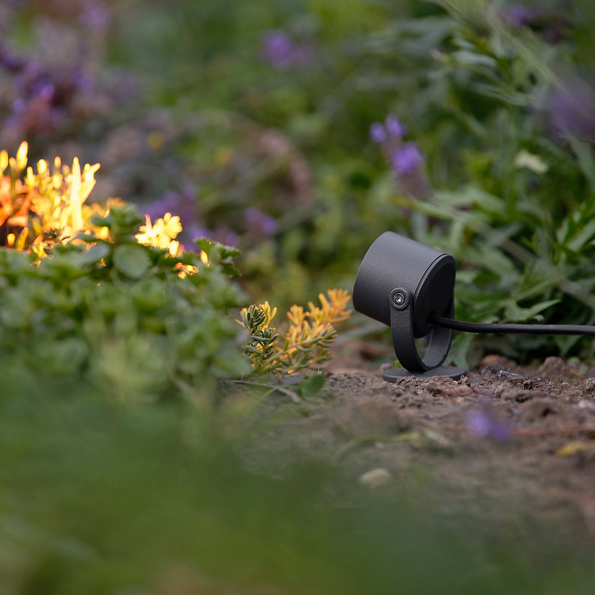 Floodlight ground spike outlet