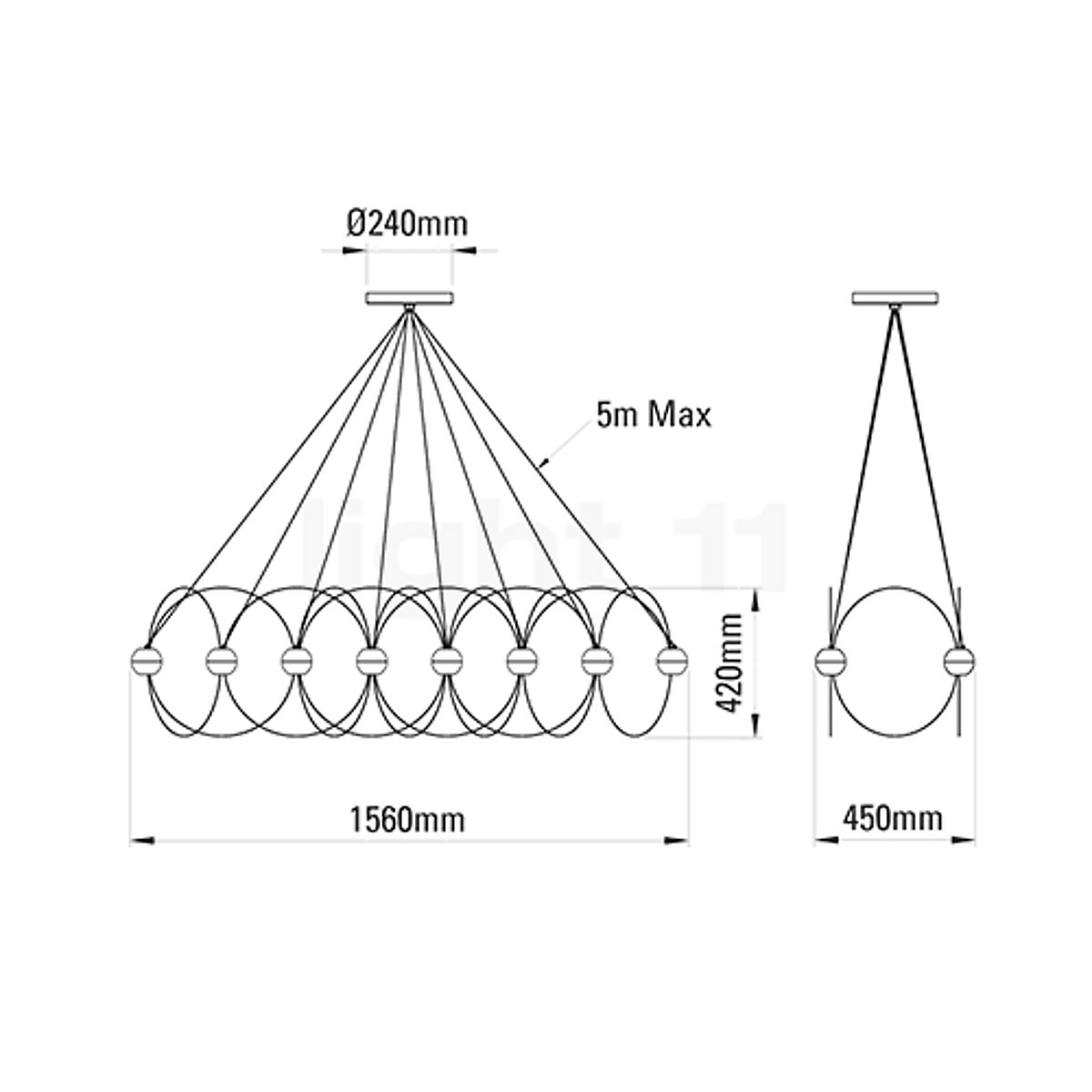 Buy DCW Munari Chandelier LED 8 lamps at light11.eu