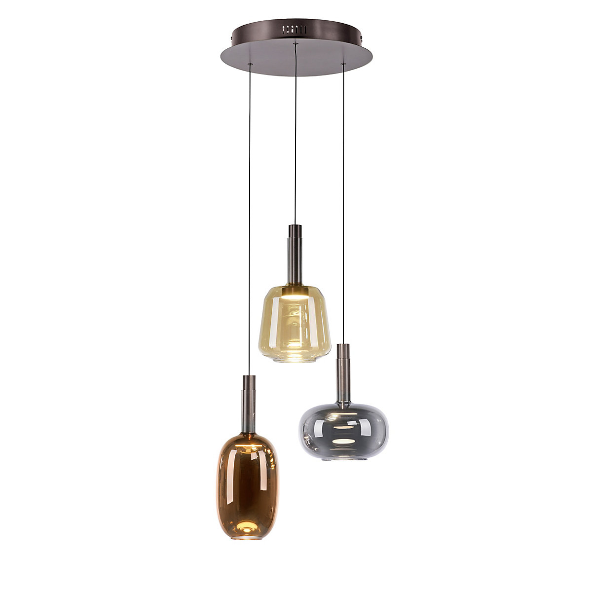 Irides, lámpara de suspensión LED 3 focos - redonda