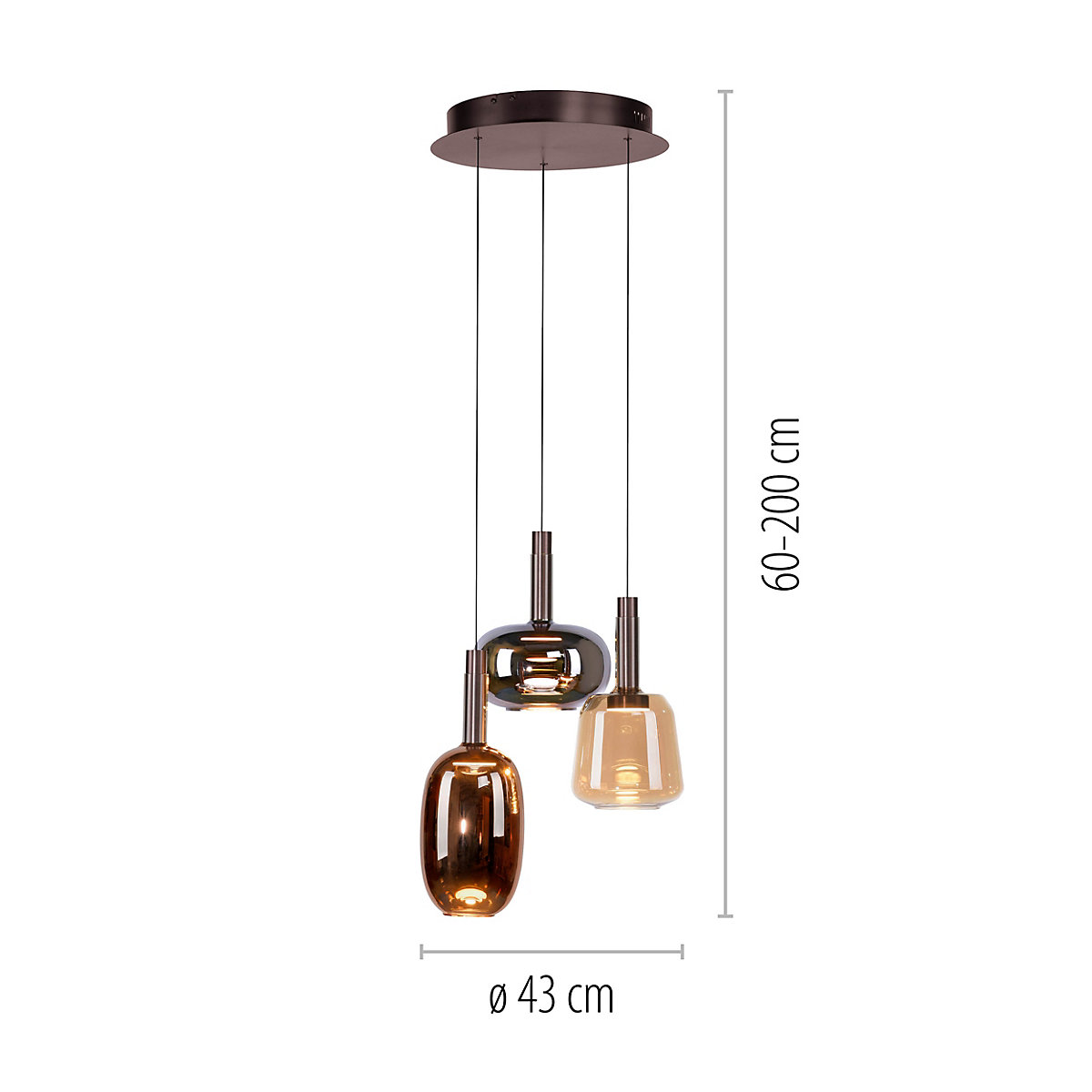 Paul Neuhaus Irides, 3 focos - redonda – Lámpara de suspensión led — imagen 2