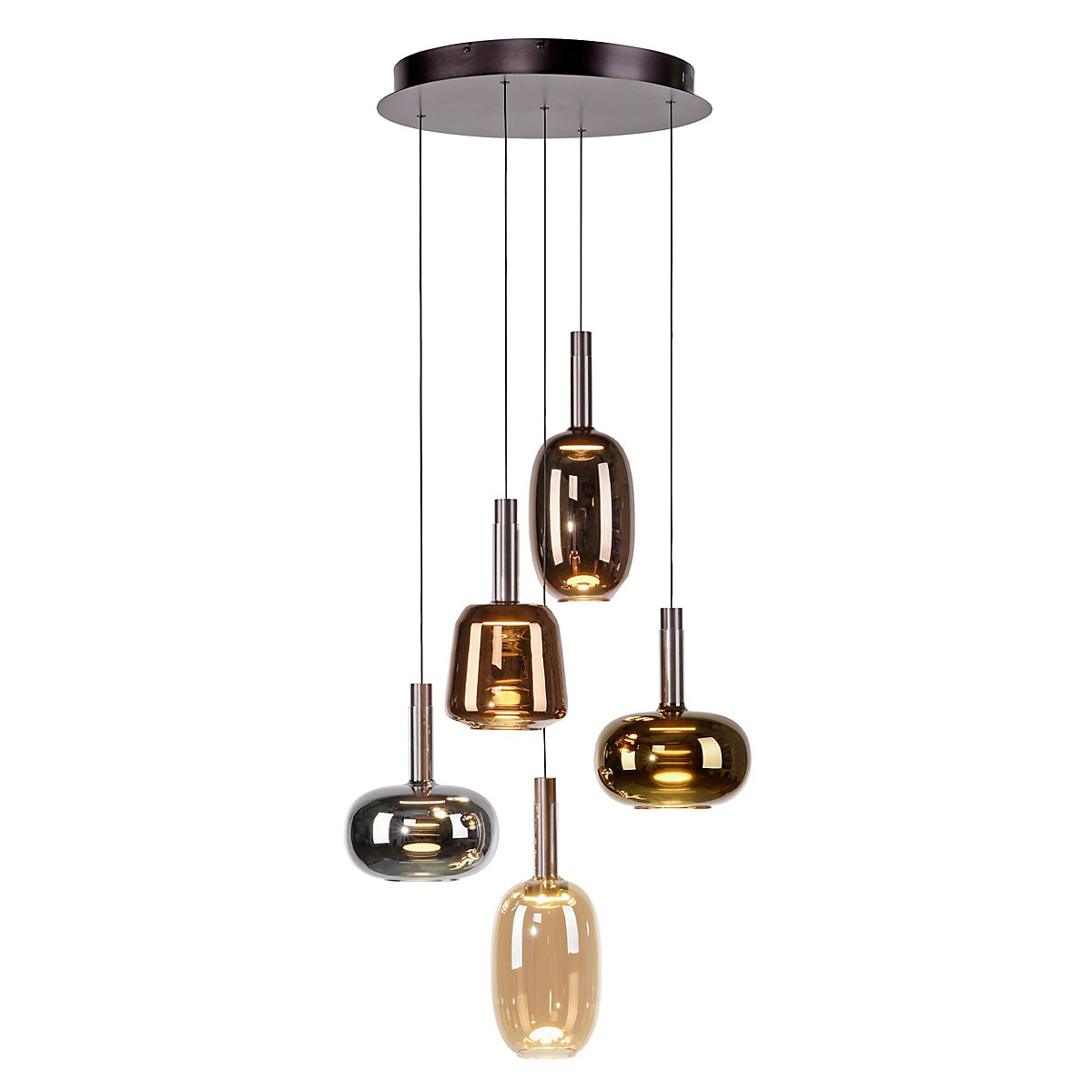 Irides, lámpara de suspensión LED 5 focos - redonda