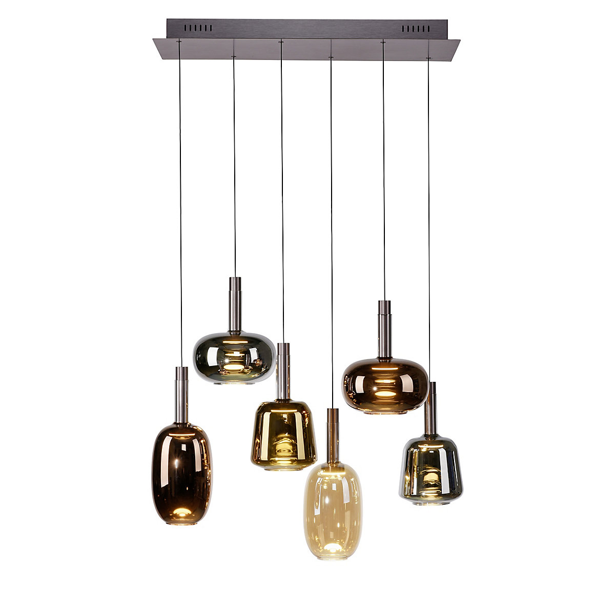 Irides, lámpara de suspensión LED 6 focos - lineal multicromático