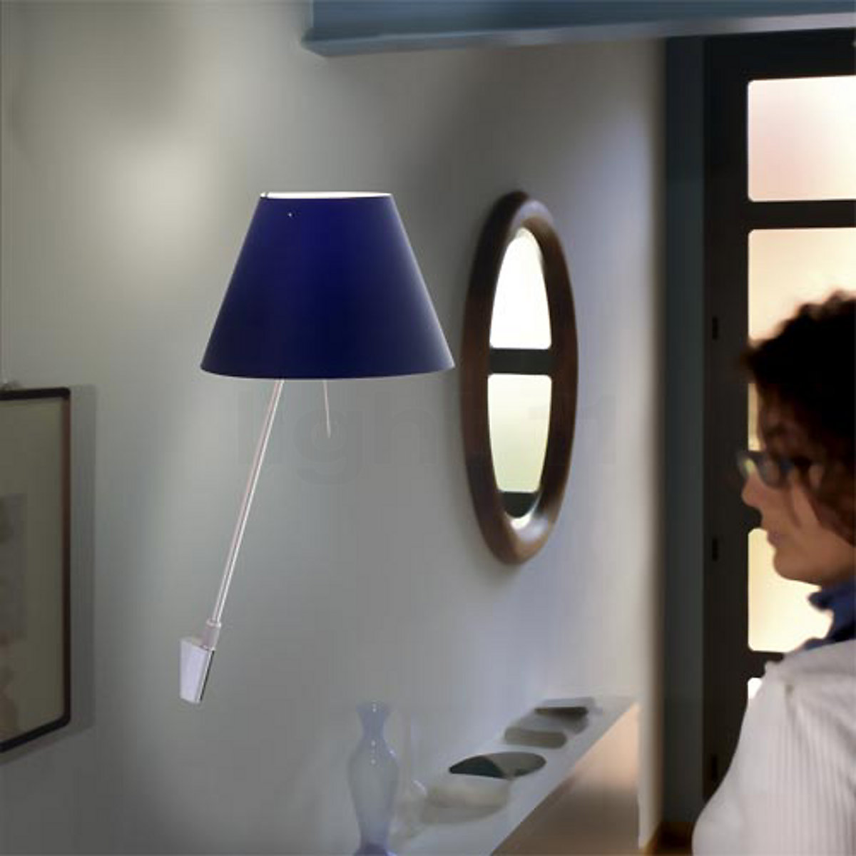 Luceplan Costanza Parete aluminium vaste lamp met schakelaar