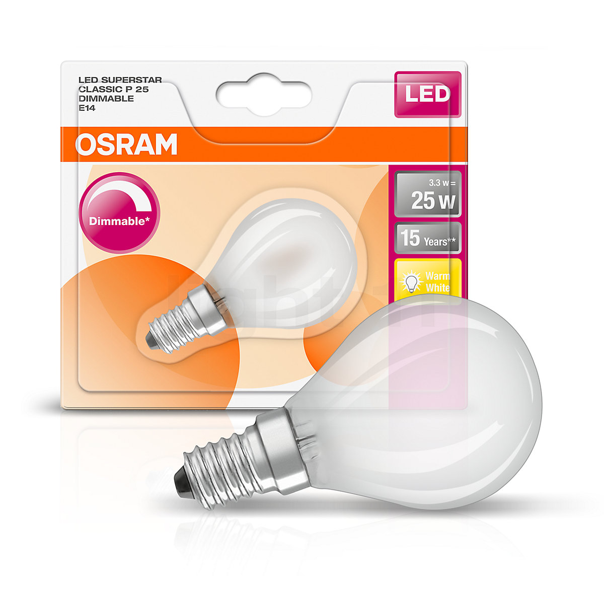Osram D45-dim 3,3W/m 827, E14 LED at light11.eu
