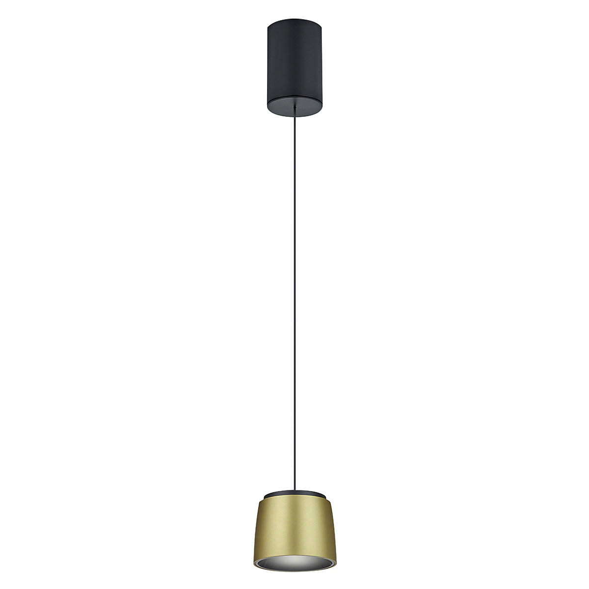 Helestra Ove, lámpara de suspensión LED negro/dorado