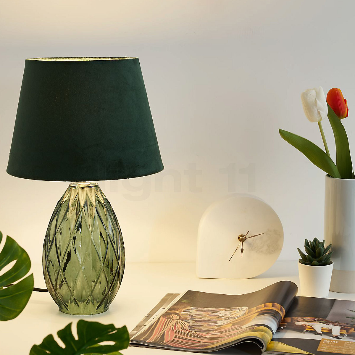 green velvet table lamp