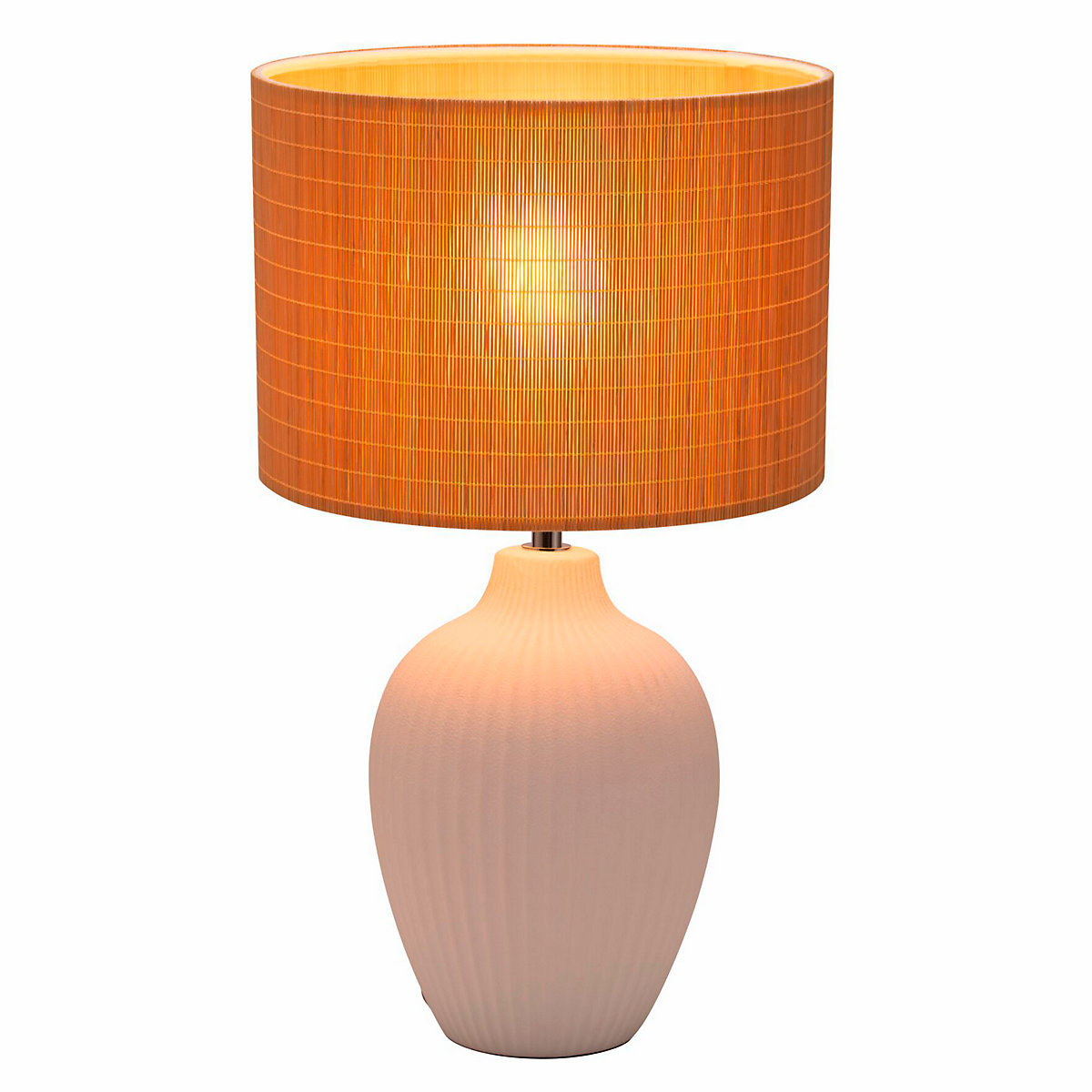 Elegant Designs LT1025-TAN – Moderne Tischleuchte Mit Leder-Sockel & Weißem Stoffschirm | Wohnzimmerlampe Hellbraun, 60 Watt