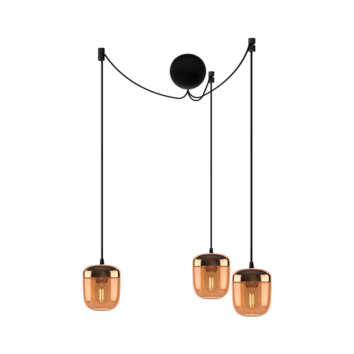 Buy Umage Acorn Cannonball Pendant Light 3 lamps black at