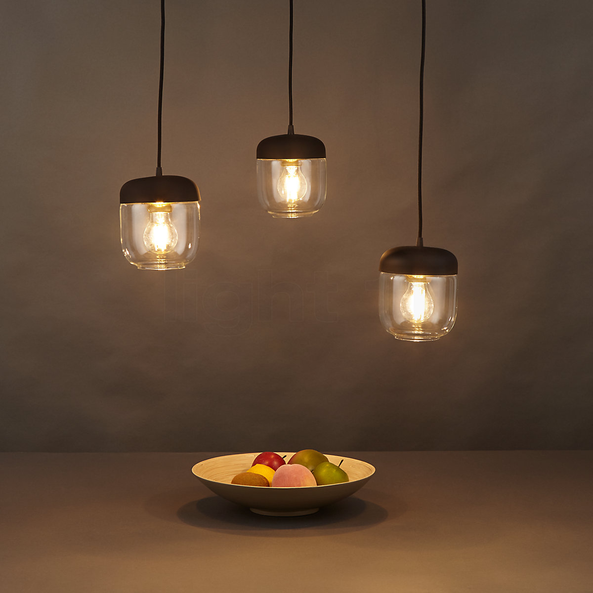 Buy Umage Acorn Cannonball Pendant Light 3 lamps black at