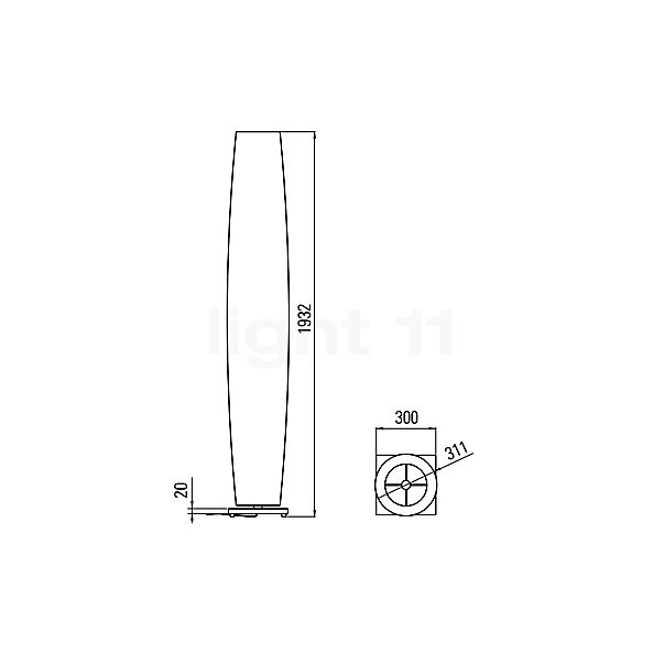 10 HEURES 10 Colonne Gulvlampe LED sort - marmor skitse