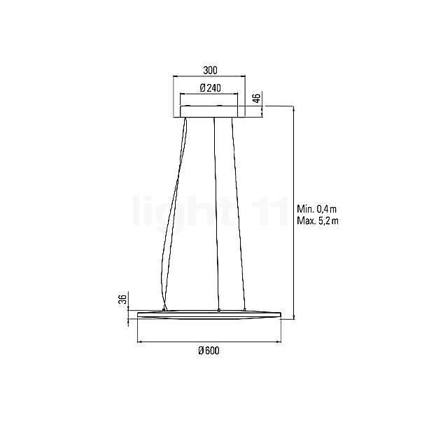 10 HEURES 10 Iris Hanglamp LED horizontaal ø60 cm schets