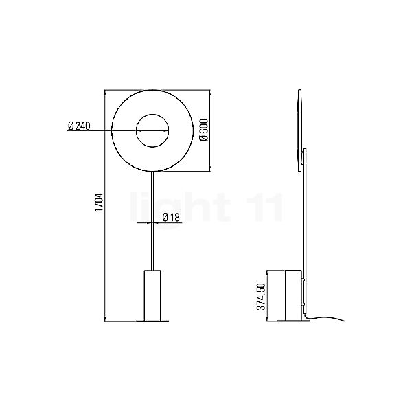 10 HEURES 10 Iris Lampadaire LED noir - marbre - ø60 cm - vue en coupe