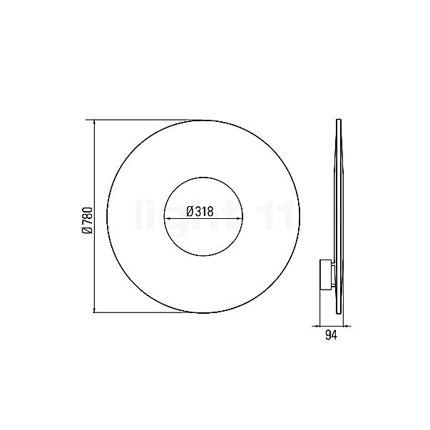 10 HEURES 10 Iris Mirror Applique LED ø80 cm - vue en coupe