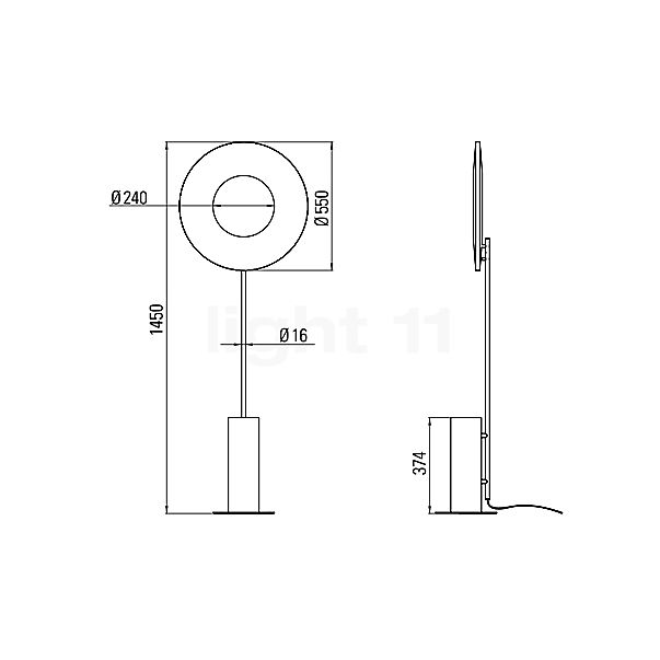 10 HEURES 10 Iris Stehleuchte LED schwarz - marmor - ø50 cm Skizze