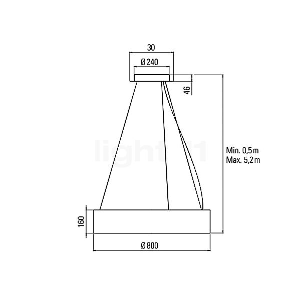 10 HEURES 10 Ronde Hanglamp LED ø80 cm schets