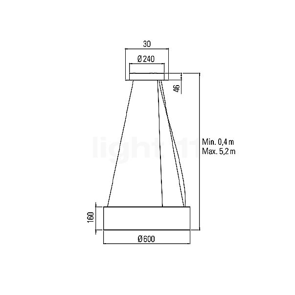 10 HEURES 10 Ronde, lámpara de suspensión LED ø60 cm - alzado con dimensiones