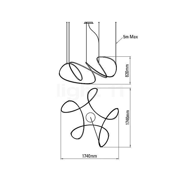 10 HEURES 10 Zigouzi Lampada a sospensione LED dorato - 180 cm - vista in sezione