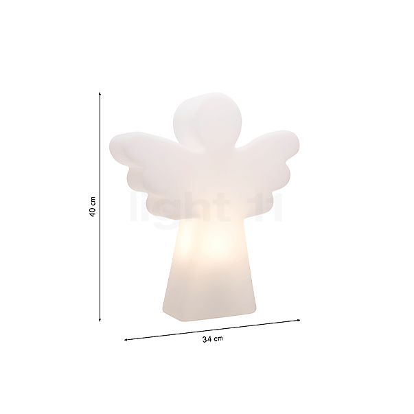 De afmetingen van de 8 seasons design Shining Angel Tafellamp incl. lichtbron - incl. zonnepaneel in detail: hoogte, breedte, diepte en diameter van de afzonderlijke onderdelen.