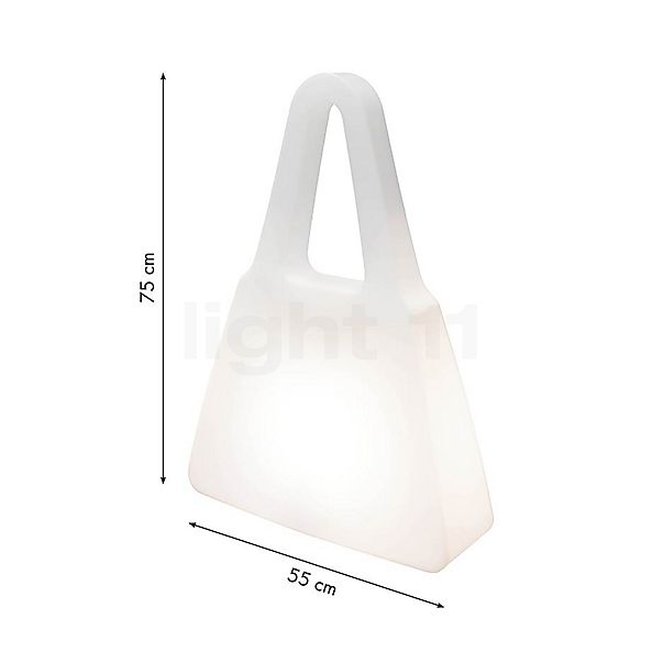 8 seasons design Shining Bag, lámpara de suelo 75 cm - incl. RGB-bombilla - alzado con dimensiones