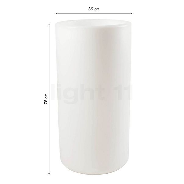 8 seasons design Shining Elegant Pot, lámpara de suelo blanco - ø39 x alt.78 cm - incl. bombilla - incl. módulo solar - alzado con dimensiones