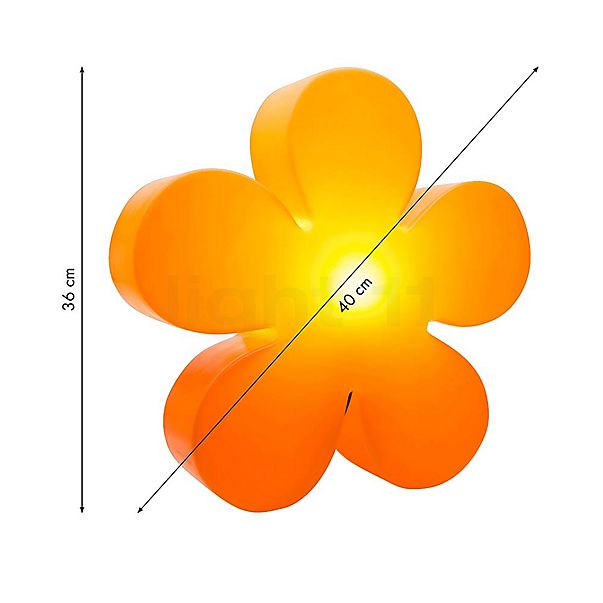 8 seasons design Shining Flower Lampada da tavolo arancione - ø40 cm - incl. lampadina - incl. modulo solare - vista in sezione
