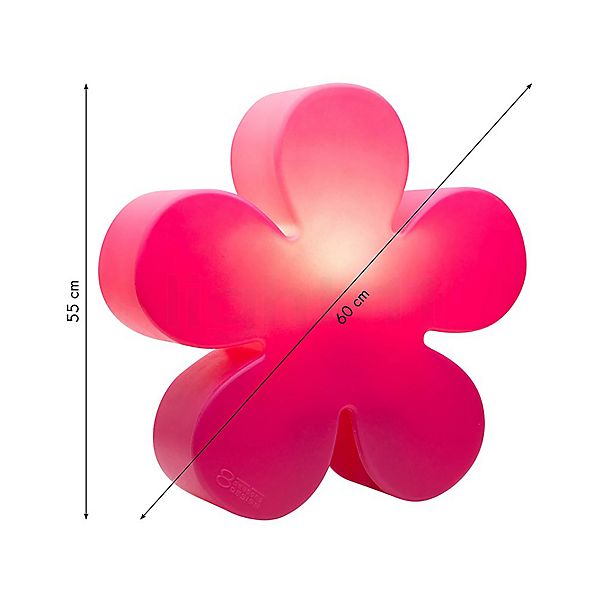 8 seasons design Shining Flower Lampada da tavolo rosa - ø60 cm - incl. lampadina - incl. modulo solare , Vendita di giacenze, Merce nuova, Imballaggio originale - vista in sezione