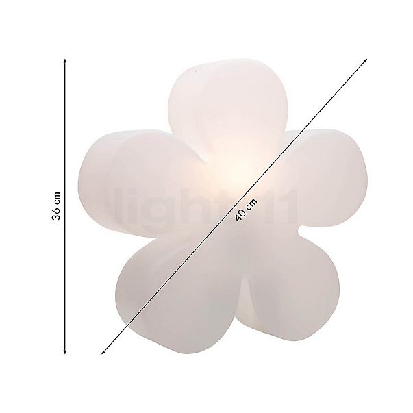 8 seasons design Shining Flower, lámpara de sobremesa blanco - ø40 cm - incl. bombilla - alzado con dimensiones