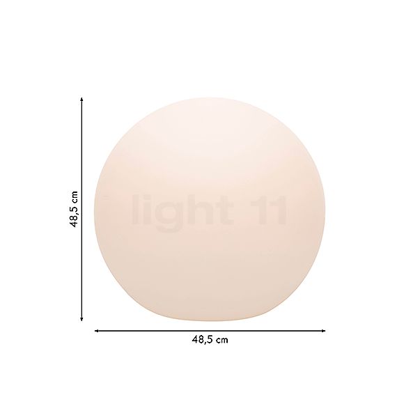 8 seasons design Shining Globe, lámpara de suelo blanco - ø50 cm - incl. RGB-bombilla - alzado con dimensiones