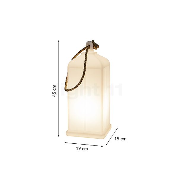 8 seasons design Shining Lantern, lámpara de sobremesa LED blanco - alzado con dimensiones